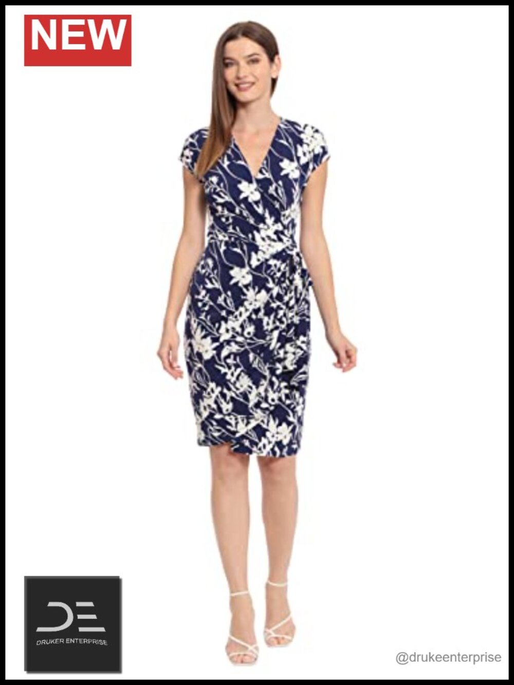 Printed Matte Jersey Wrap Dress
